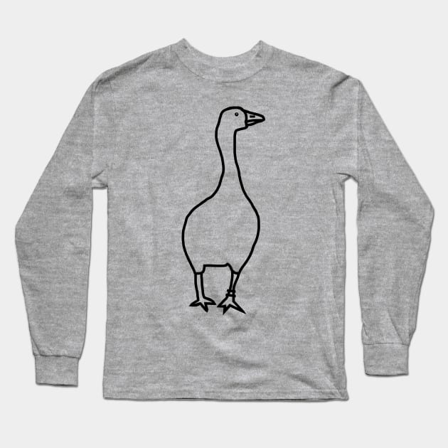 Minimal Gaming Goose Outline Long Sleeve T-Shirt by ellenhenryart